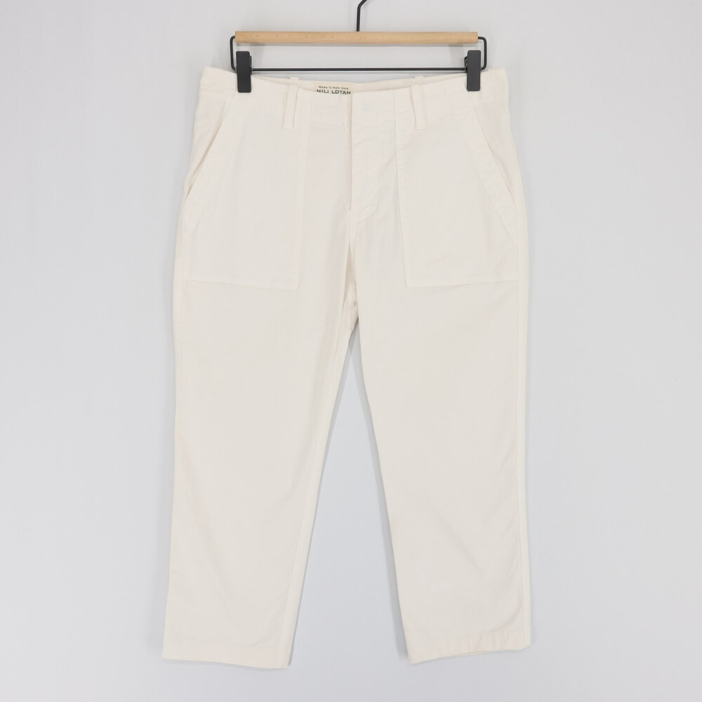 Nili Lotan Jenna Pants Womens 2 Off White Slim Cropped Stretch Twill Utility